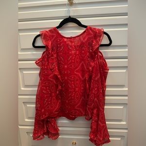 Hollister Aztec Print Floral Shoulder Cut Out Top